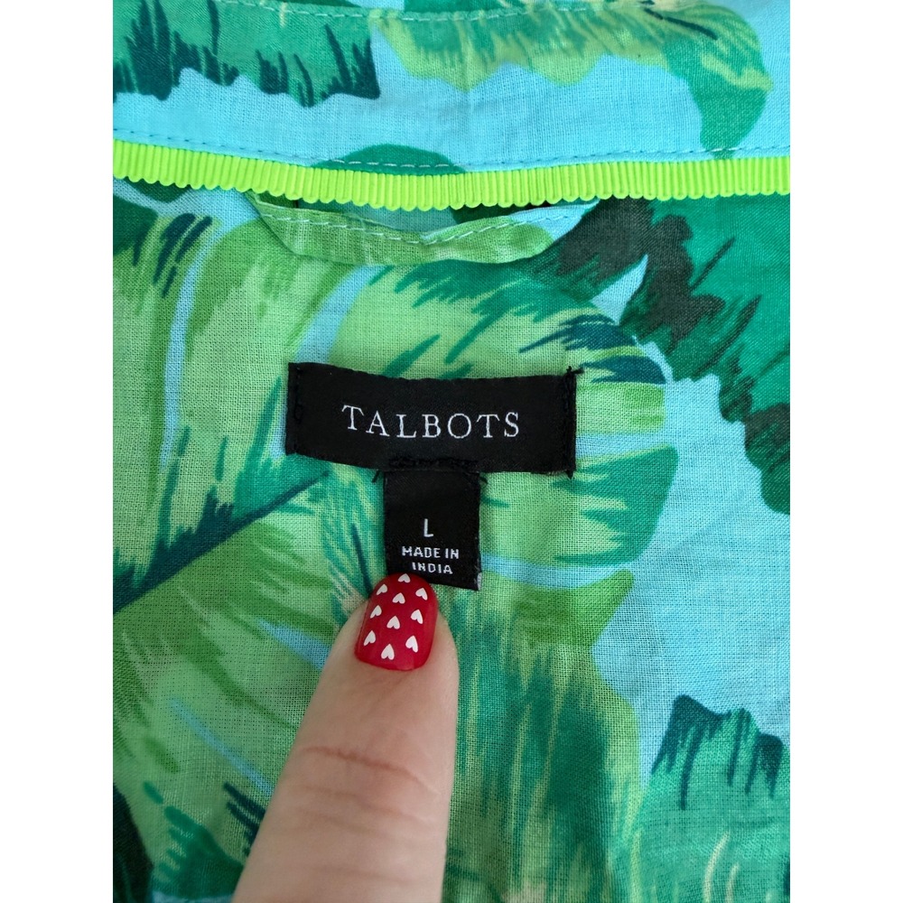 Talbots Tropical Leaf Print Button Down Shirt Wom… - image 5